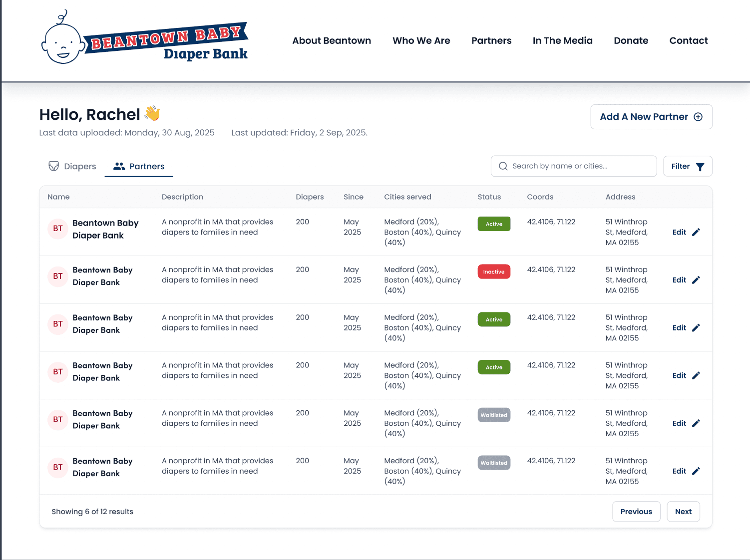 Beantown Baby Diaper Bank Hero Image